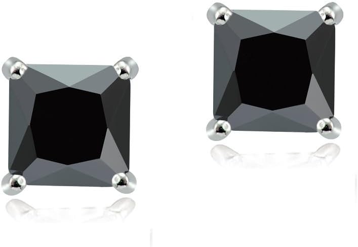 Sterling Silver Cubic Zirconia Square Stud Earrings - Image 3