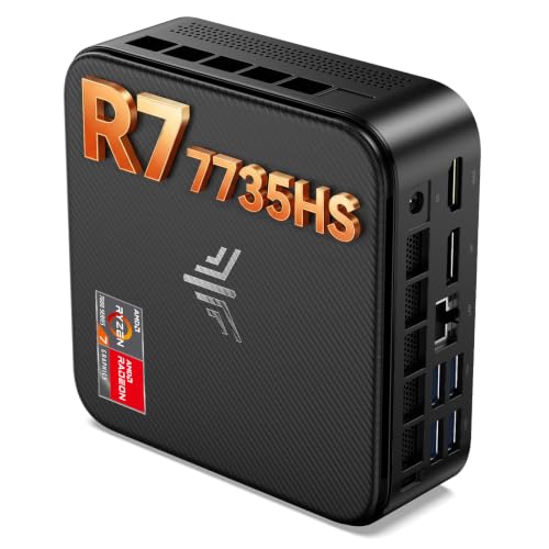 NiPoGi E3B Mini PC АMD Ryzen 7 7735HS(Meilleur Que R7 6800H/R5 5730U, jusqu'à 4,75 GHz, 8C/16T), 24 Go LPDDR5 1 to M.2 NVMe PCIe 3.0 SSD Mini Ordinateur W-11 Pro pour Bureau/l'école, Triple