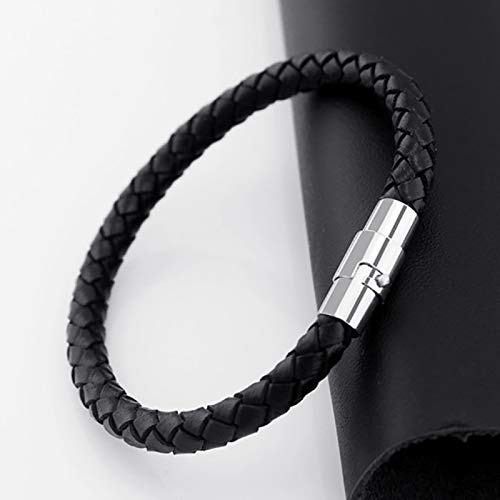 Ink2055 Women Fashion Leather Rope Braided Buckle Bracelet Bangle Wrap Jewelry Gift,Bracelets For Women Teen Girls Gift - Silver #TOP4