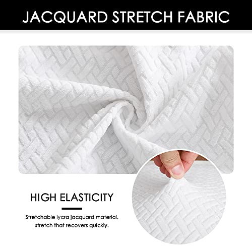 Image of Waterproof White Bar Stool Covers Set of 4 Rectangle Jacquard Stretchable Backless Barstool Seat Cover Counter Bar Stool Slipcovers Washable