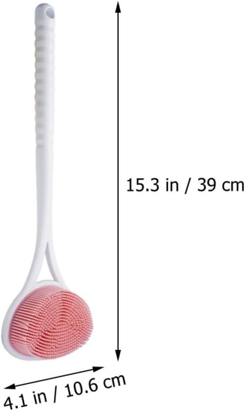 Long Handle Bath Back Scrubber with Dual-Sided Silicone Bristles, Exfoliating Shower Body Brush for Men and Women, Soft Non-Slip Bath Scrub Brush for Deep Cleaning and Skin Care