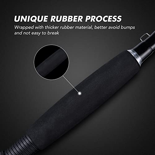 Catfish Casting Rod, 2-Piece Portable And Lightweight Baitcasting Fishing Rod With Smooth Stainless Steel Guides And Durable Fiberglass Rod Blank - 7'6" Black/Orange #TOP6