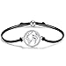 Produktbild J.Endéar Armband Weltkugel Damen Mädchen Silber 925, Seil Armband 24cm verstellbare handgemachte Weltkarte Armband