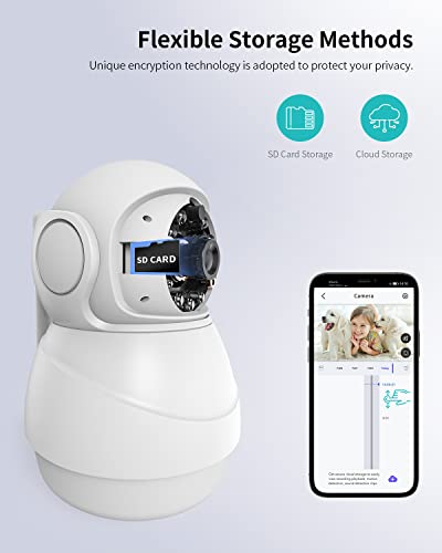 ZJX WiFi Camera Indoor, Pet Camera with Phone APP, 1080P Home Security Cam for Dog/Cat/Baby/Elder/Nanny, 2-Way Talk… - Image 8