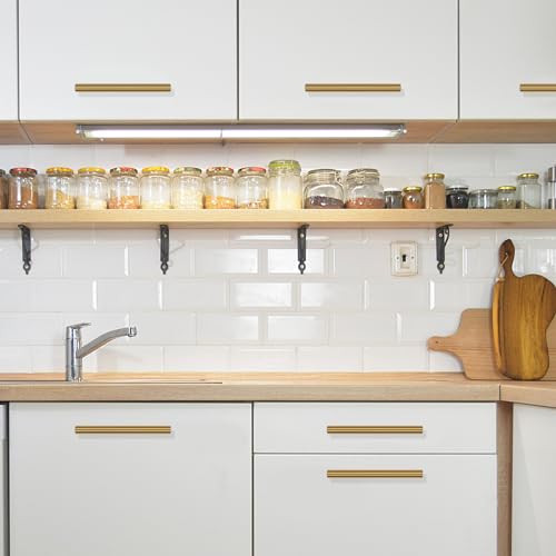 Piuluvor® 10 Stück Schrankgriffe Gold Möbelgriffe 128mm Lochabstand Türgriffe Küchen Griffe Möbel Küchengriffe Edelstahl Schrank Griff T Stangengriff Schubladengriffe