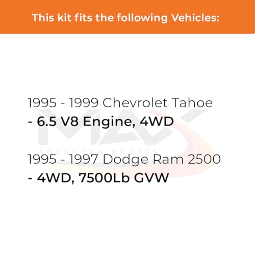 Image of Max Advanced Brakes Front Brake Kit Compatible With 1995-1999 Chevy Tahoe 6.5L 4WD Dodge Ram 2500 4WD 7500Lb GVW Replacement Premium OE Disc Brake Rotors and Ceramic Brake Pads