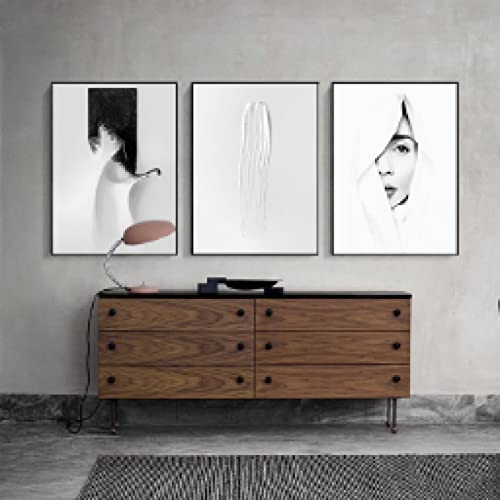 Affiches toile personnages visages noir et blanc style moderne 40x60cm