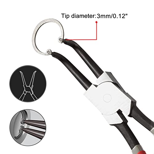 Leontool 13-Inch Internal Snap Ring Pliers 90 Degree Heavy Duty Retaining Ring Pliers With Bent Jaw Tip Diameter 0.12" Large Lock Ring Pliers Circlip Pliers For Installing Removing Retaining Ring #TOP2