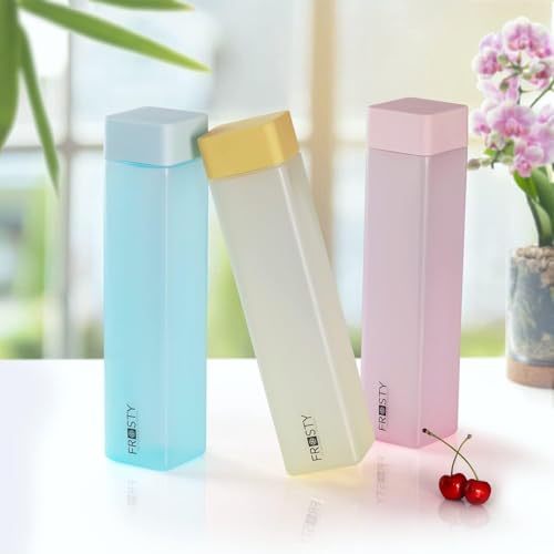 Image of Frosty Unbreakable Water Bottle 1 Litre | Set of 6 Plastic Bottles | Leakproof Durable Drinking Bottle for Office, Gym & Home Use (6, SQUARE shap)