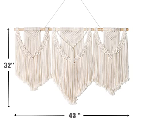 Bezjixhh Boho Macrame Wall Decor Hanging Woven Macrame Tapestry Wall Decor Art For Bohemian Bedroom Living Room Art Studio Hanging 43"X32" (Auspicious-Large) #TOP3