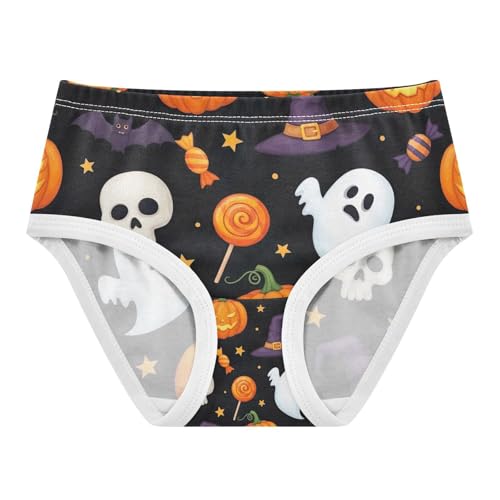 Toddler Briefs, Halloween Pumpkins Black Orange Cotton Underwear Girls, 2T–8 Years