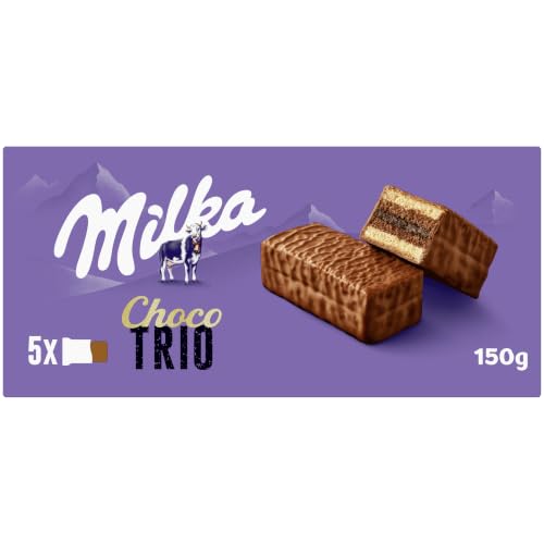 Milka Choco Trio, Bizcocho de Cacao con Chocolate con Leche,150g