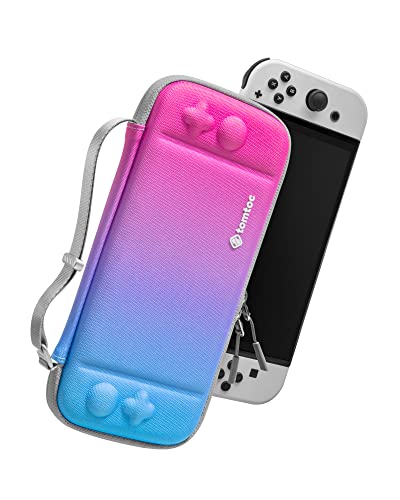 tomtoc Protective Switch Case for Nintendo Switch OLED and Nintendo Switch, Slim Hard Switch Game Case Travel Carrying Bag Compatible with Nintendo Switch Console and Accessories, Galaxie
