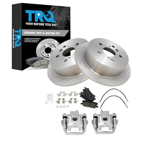Image of TRQ Rear Brake Pad & Rotor Kit Ceramic Compatible with 2004-2006 Lexus RX330 2006-2007 RX400h Toyota Highlander