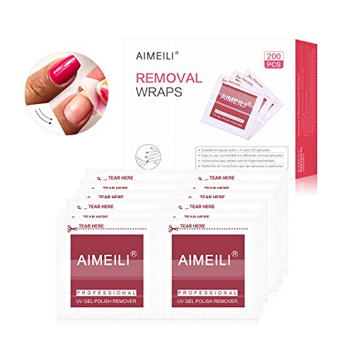 AIMEILI Nail Polish Remover Soak Off Gel Nail Polish Removal Wraps - Pack Of 200pcs