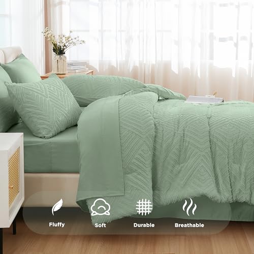 Andency California King Comforter Set 7 Pieces, Sage Green by Andency - Used condition - Image 7