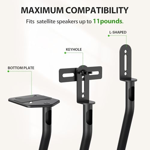 Image of USX MOUNT Universal Speaker Stands, Height Adjustable Extend 30.0 inch to 39.1 inch for Satellite Speakers & Small Bookshelf Speakers up to 11 lbs Per Stand, 1 Pair Floor Stands for Sony Bose Polk JBL Yamaha