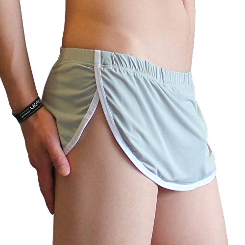 Mendove Men's Split Side Short Shorts Sexy Open Mini Skirt with Thong Breathable Boxer Underwear