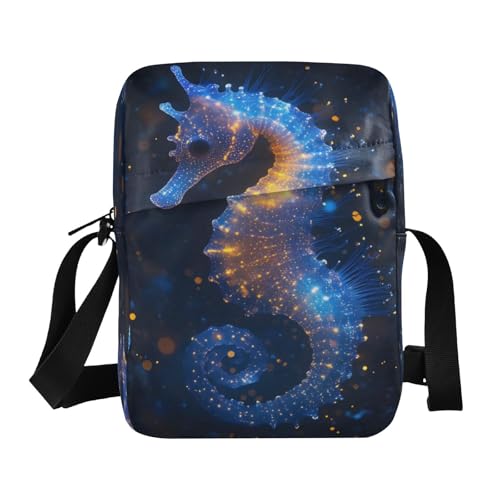 Crossbody Bag Colorful Neon Seahorse Messenger Bag for Women Men Purse Shoulder Bag Satchel Bag with Adjustable Strap 214B9228