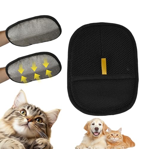 Generisch Gants d'épilation pour chats et chiens, brosse électrostatique pour poils d'animaux de compagnie, gants de toilettage réutilisables pour l'épilation