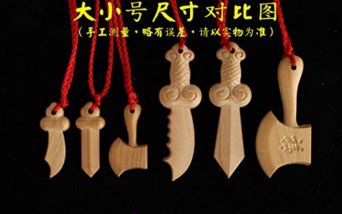 WellieSTR 11 Stlye Feng Shui Protection Amulet - Mini Peach Wood Sword,Knife, Axe, and Pen Pendant (Basic) 护身符 桃木剑 辟邪 转运 学习 (Baby Children's Portable Necklace Pendant)2