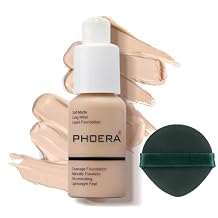 PHOERA 30ml Foundation Liquid,Full Coverage Foundation 24HR Matte Oil Control Concealer Face Liquid Foundation,Flawless Cream Smooth Brighten Long Lasting 101# Porcelain