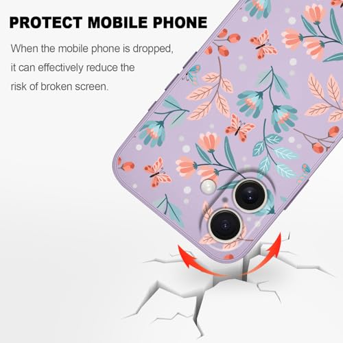 Coque silicone iPhone 16 6,1 pouces LEECG violet feuille fine