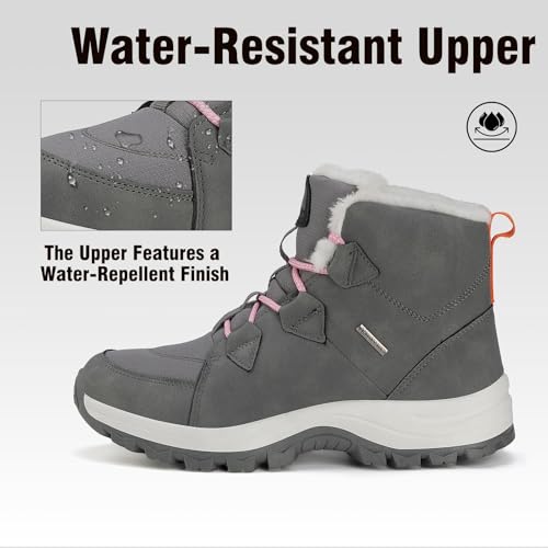 Mishansha Damen Winterschuhe Mid Outdoor Warm Schneestiefel Dunkelgrau Gr.41