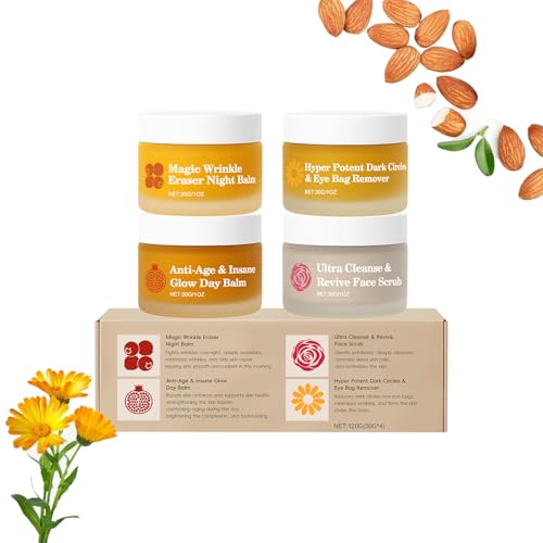 Magic Wrinkle Eraser Night Blam for Mature Skin, Anti-Aging Cream for Deep Wrinkles with Pomegranate, Arctic Rosehip & Mountain Arnica & Squalane, Lightweight, Hydrating, 4 Pack