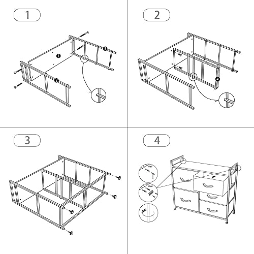 AZL1 Life Concept Wide Dresser Storage Tower with Sturdy Steel Frame, Wood Top, 5 Drawers of Easy-Pull Fabric Bins, Organizer Unit, Dark Grey 3-5 - Thumbnail 7