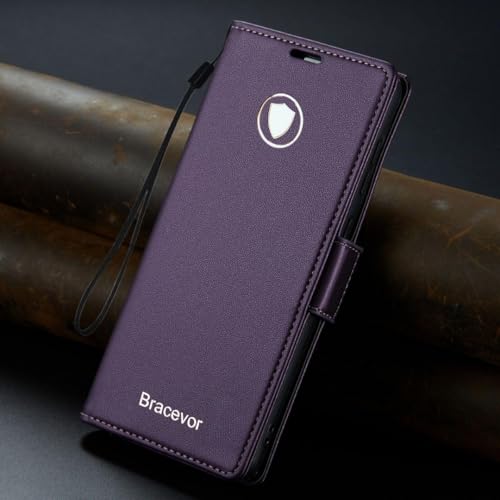 Image of Bracevor Deluxe Leather Flip Cover case for for Samsung Galaxy S25 Ultra : Purple | Full Camera Cover | RFID Blocking Wallet Pockets | 360 Degree Protection
