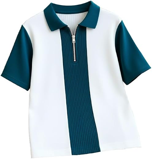 AUSK Men's Textured Vertical Striped Knit Polo T-Shirt | Half Sleeve Zipper Neck Self-Design Casual Tee | Mens Tshirts
