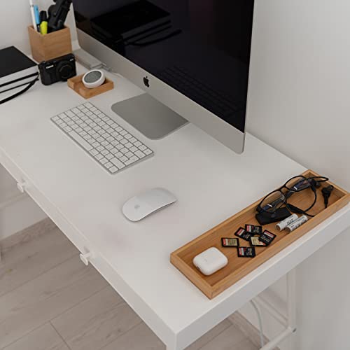 Rocdeer Bamboo Vanity Tray, 6-Piece Bathroom Countertop Vanity Tray Set, Makeup Kitchen Desk Organizer And Storage - Holds Small Items #TOP4