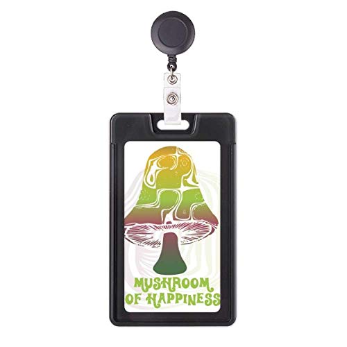 Porte-badge rétractable champignon vert mignon enrouleur anti-perte de carte pro