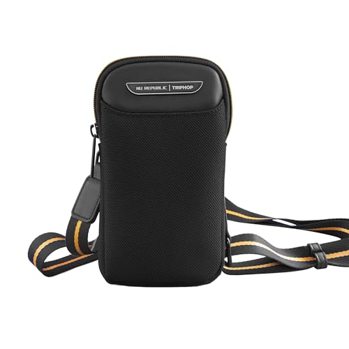 Image of Nu Republic Triphop Voyager Sling Bag|Compact Side Bag for Men & Women with Carbon Fibre Inspired Finish Vegan Leather Design |Water Resistant & Ultra Durable |Ideal for Travel, & Everyday Carry-Black