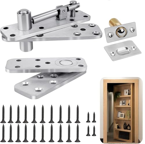 Hanured® Cerniere a scomparsa, Cerniere invisibili per porte con rotazione di 360°, per porte segrete(argento)