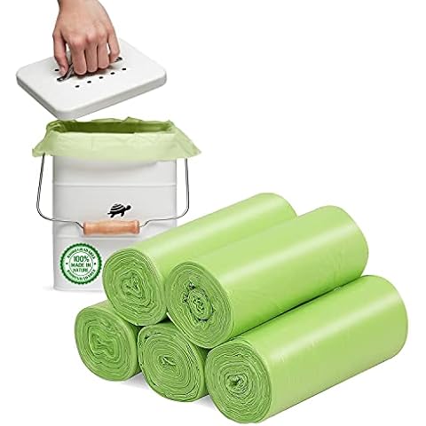 Biodegradable Bin Liner 100 Counts, 15L Small Trash Bag Recycle 2-4 Gallon Garbage Bag, Thick Degradable Rubbish Bag Compostable For Food/Household/Garden Waste in Kitchen,Office,Home,pet Cover