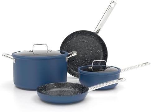 DishDelight Pots and Pans Set Nonstick, Ceramic Kitchen Cookware Sets Nonstick Induction Cookware Cooking Pan Set with Frying Pans, Saucepans, Added Plasma Diamond, Blue