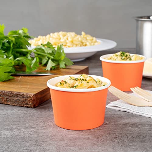 Image of Coppetta 4 Ounce Dessert Cups, 200 Disposable Ice Cream Cups - Lids Sold Separately, Heavy-Duty, Orange Paper Frozen Yogurt Bowls, For Hot And Cold Foods, Perfect For Gelato Or Mousse - Restaurantware