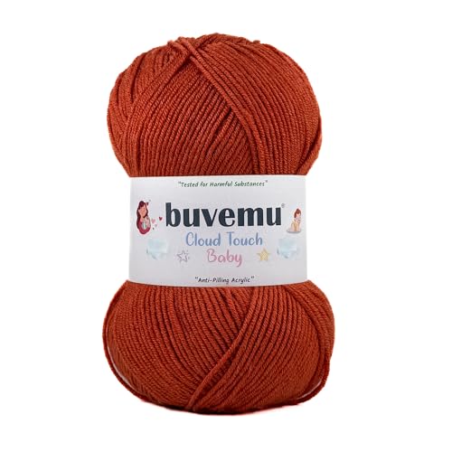 Image of Cloud Touch Baby - DK Weight Soft Anti-Pilling Yarn for Baby Clothes, Blankets & Amigurumi Crochet & Knitting, 90% Acrylic 10% Viscose derived from Bamboo, 3.53 Oz / 262 Yards (Terracotta, 1 Pack)