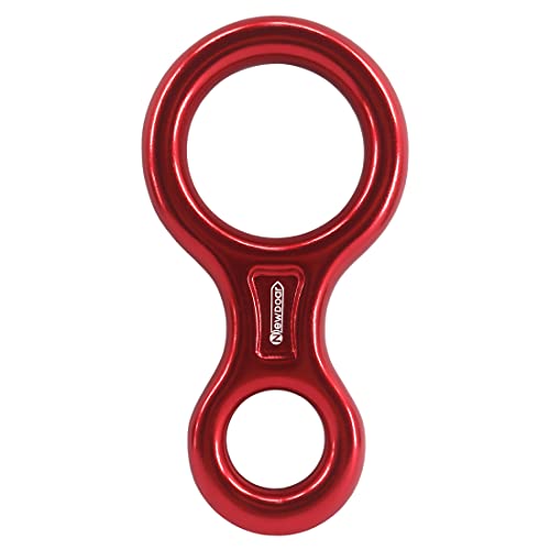 NewDoar Climbing Gear Downhill Equipment, Descender Rappel Rock Climbing Descending Belaying Equipment Rescue Figure 8 Descender Rigging Plate 35KN for Climbing Belaying and Rappeling Device(Red)