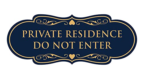 Panneau Private Residence Do Not Enter signalisation extérieure bleu marine or L