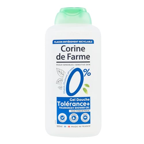 Corine de Farme - Gel de Ducha Hipoalergénico 0% Tolérance+ - Alta Tolerancia para Piel Sensible - pH Neutro, Sin Jabón ni Colorantes - 500ml