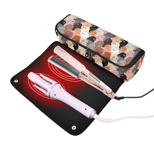 Estuche de viaje 2 en 1 para plancha y rizador con tapete resistente al calor, organizador grande para planchas, rizadores y secadores de cabello miniatura 2