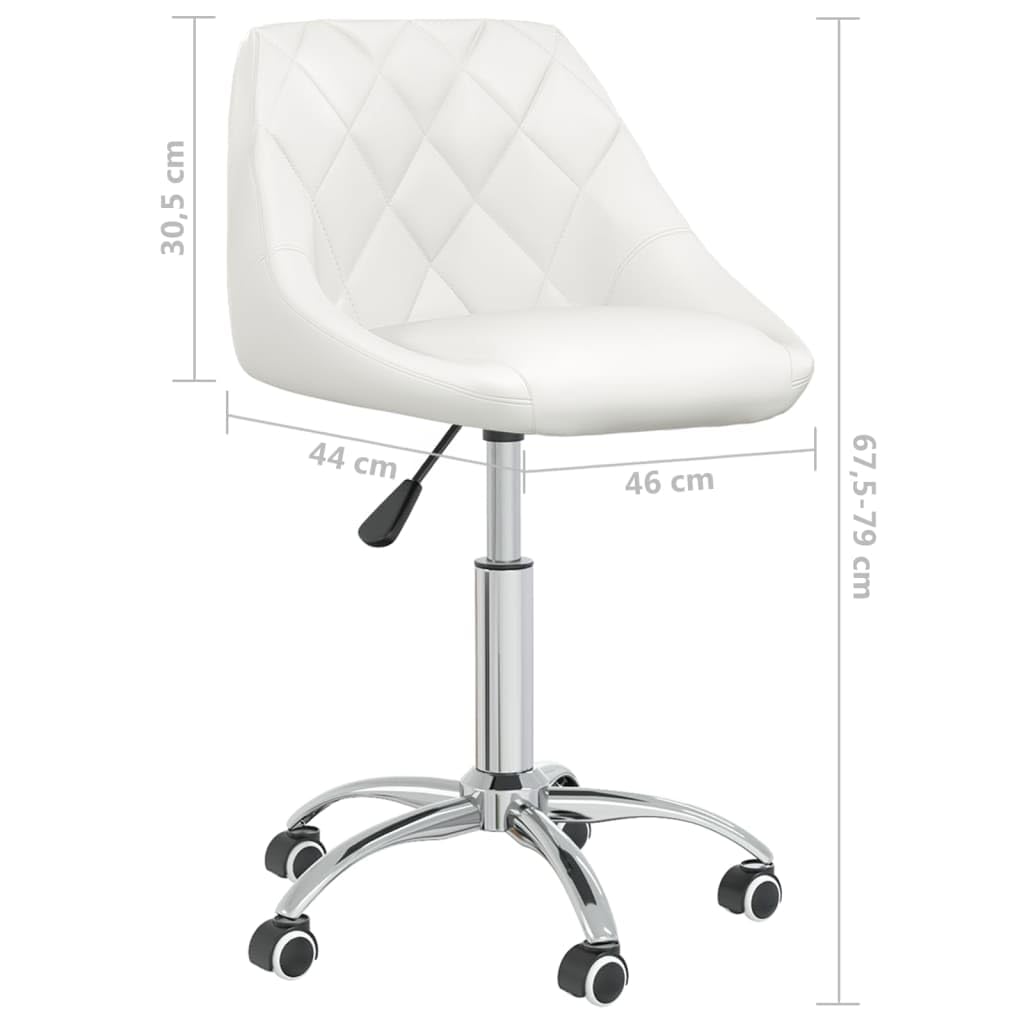Juego de 6 sillas de comedor giratorias de piel sintética de color blanco con rotación de 360 grados, altura regulable mediante muelle de gas, ruedas y marco de acero cromado, soporta hasta