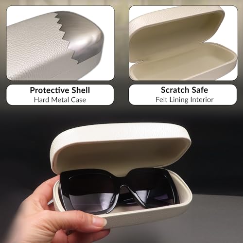 Image of MyEyeglassCase Extra Large Hard Shell Sunglasses Case for Large Rectangular Frames, Eyeglass Case with Pouch & Cloth