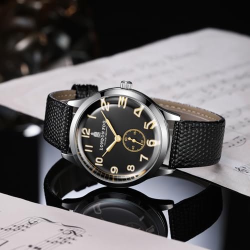 Image of London Fog Brixton Collection Analog Quartz Vintage Watch for Men with Round Dial, Luminous Numerals, Curved Mineral Glass & Leather Strap - LFM10011