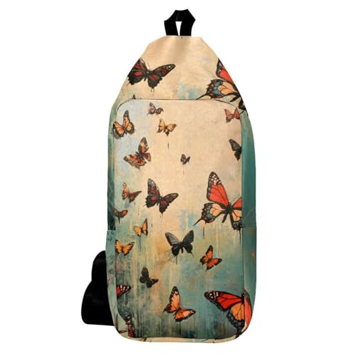 Sac à bandoulière pour voyage et randonnée à motif papillon léger