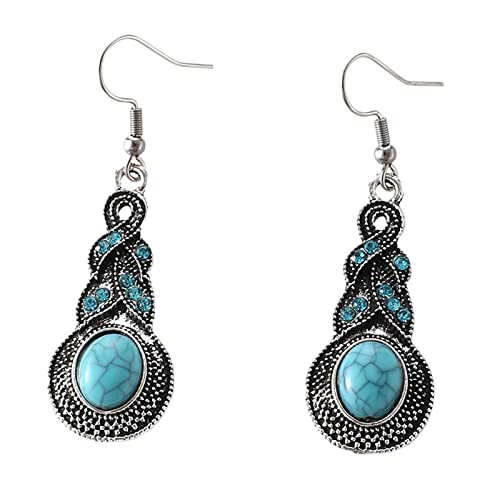 Pendientes de lobo de plata 925, pendientes vintage de estilo bohemio con diamantes de lunares turquesas, pendientes, novia, madre, hija, regalo preferido pendientes de búho para niñas, talla única,