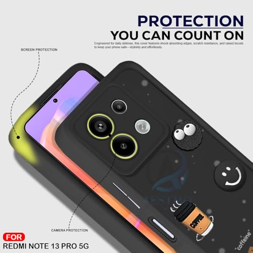 Image of AESTMO Back Case Cover for Redmi Note 13 Pro 5G Cover | Cute Fun Cartoon 3D Ball | Coffee Silicone Case | Full Body Protection | Camera Protection Back Cover for Redmi Note 13 Pro 5G (Black)
